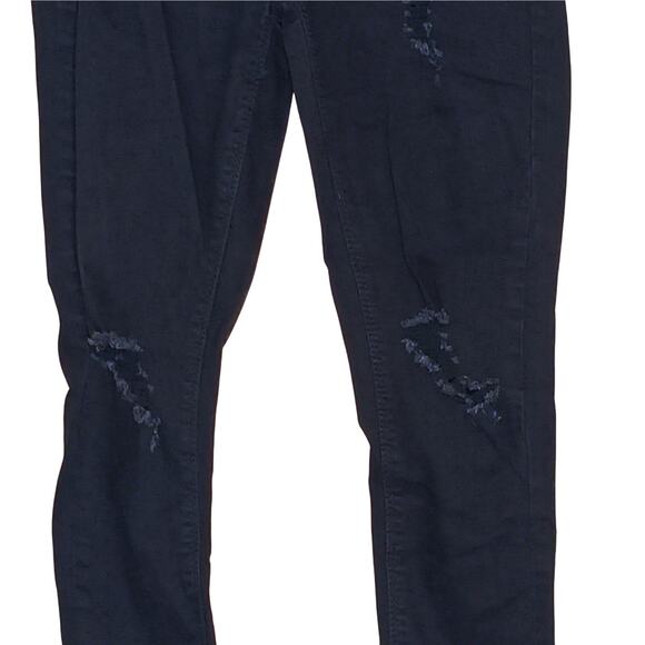 Indigo Rein Jeans Womens 3 Black Distressed Skinny Ankle Mid Rise Denim Pants - Picture 4 of 12